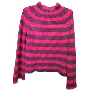 Maeve Anthropologie Wool/Yak Blend Striped Mock Neck Bell Sleeve Sweater Size XL